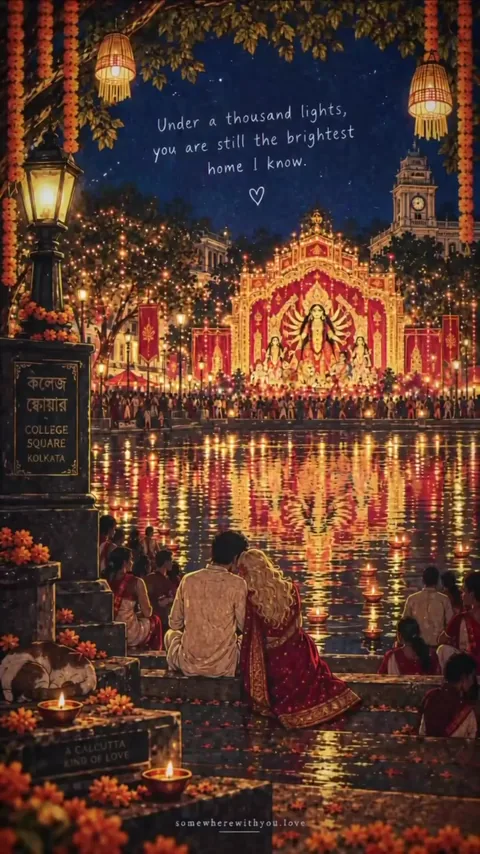 Under a thousand lights, you are still the brightest home I know · Kolkata, West Bengal, India — College Square Durga Puja