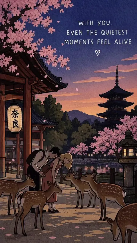 With you, even the quietest moments feel alive · Nara, Japan — Nara Park & Sarusawa Pond