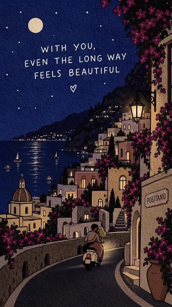 Positano, Amalfi Coast, Italy, illustrated