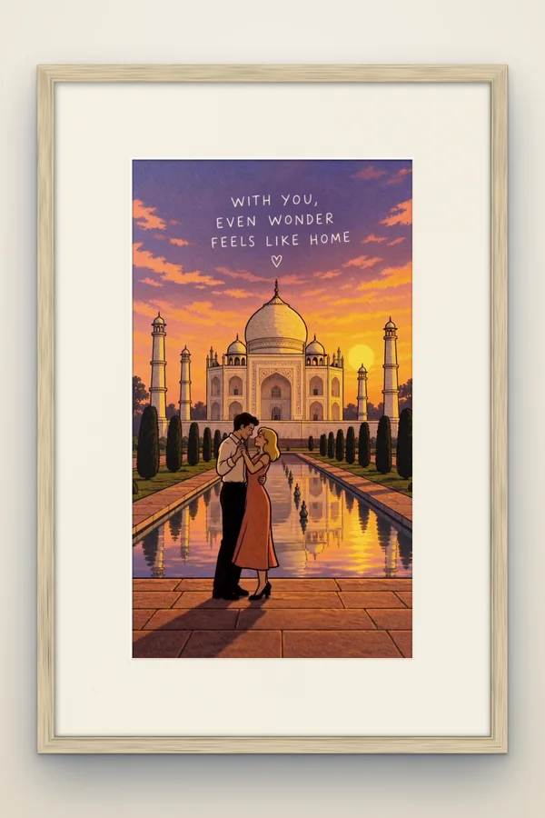 With you, even wonder feels like home framed in white oak (mock-up)