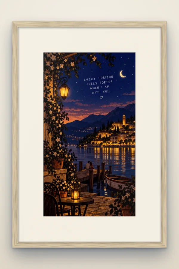 Every horizon feels softer when I am with you framed in white oak (mock-up)