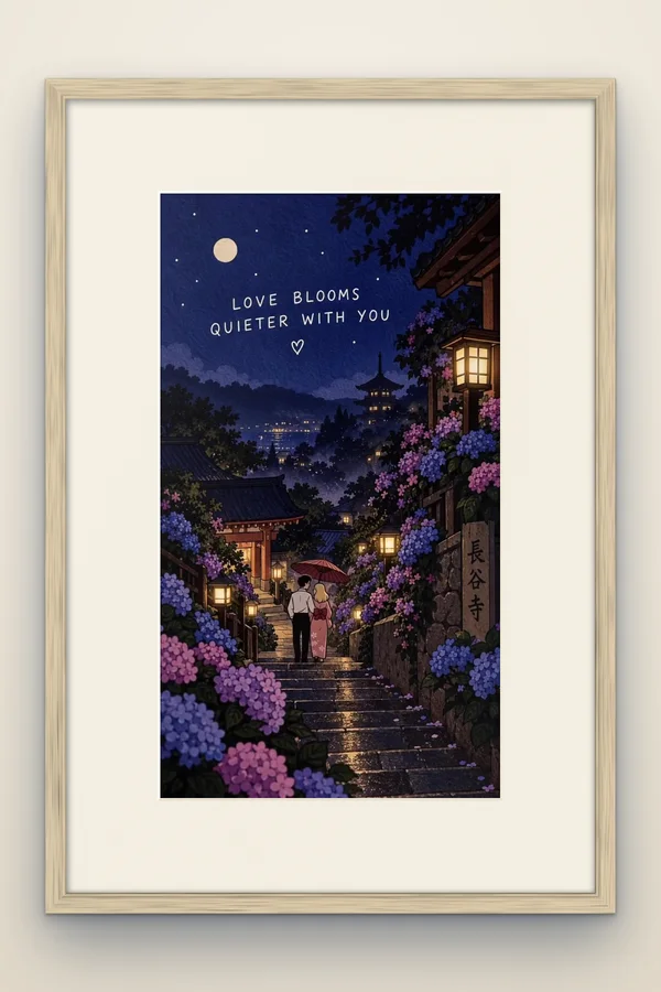 Love blooms quieter with you framed in white oak (mock-up)