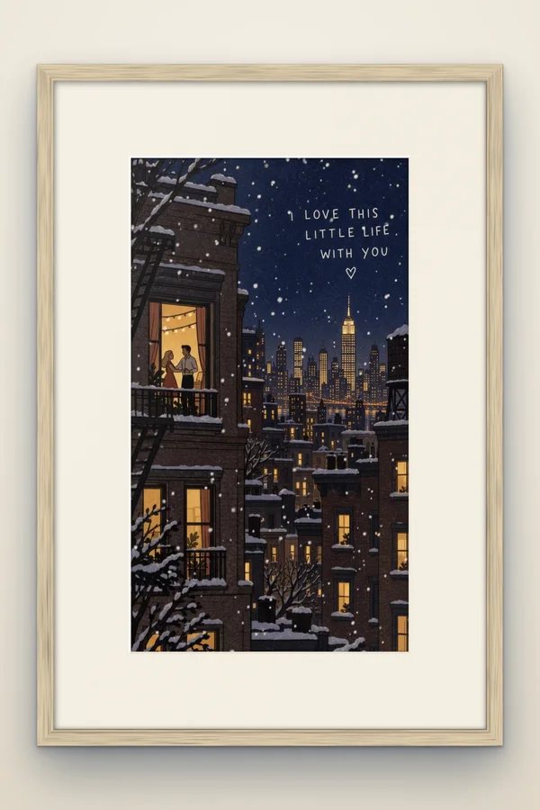 I love this little life with you framed in white oak (mock-up)