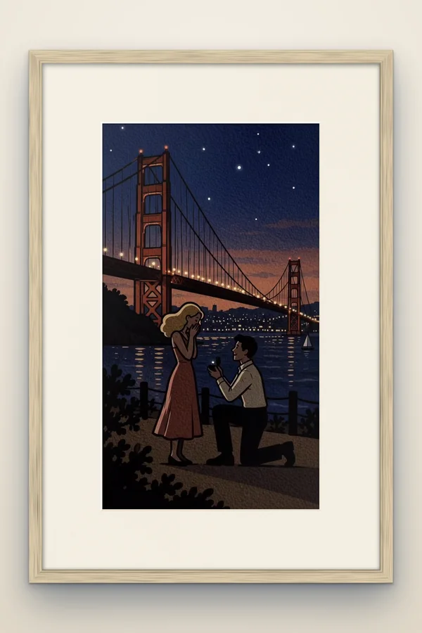 Even the fog knew we belonged here framed in white oak (mock-up)