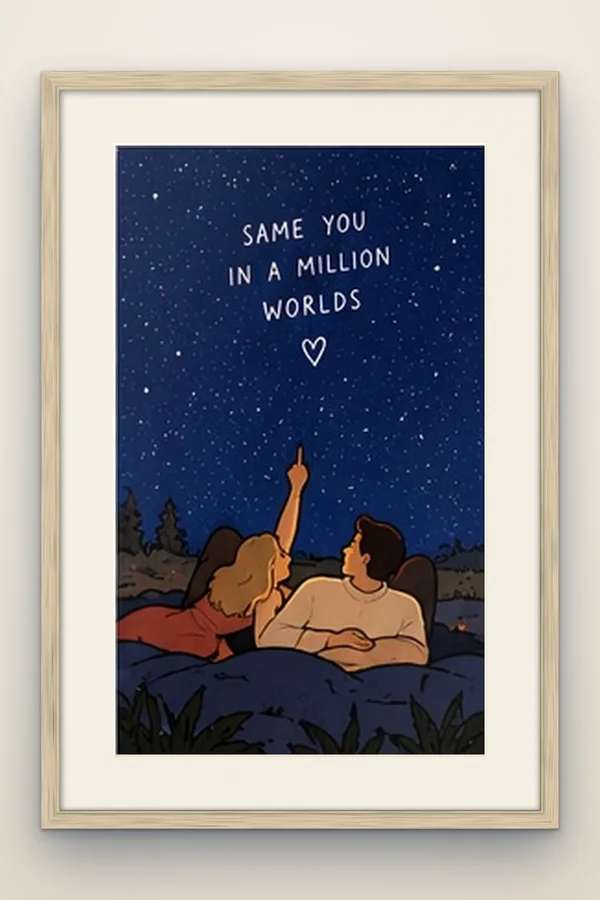 Same you in a million worlds framed in white oak (mock-up)